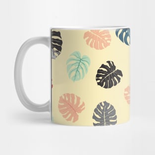 Monstera Leaf pattern on a light yellow background Mug